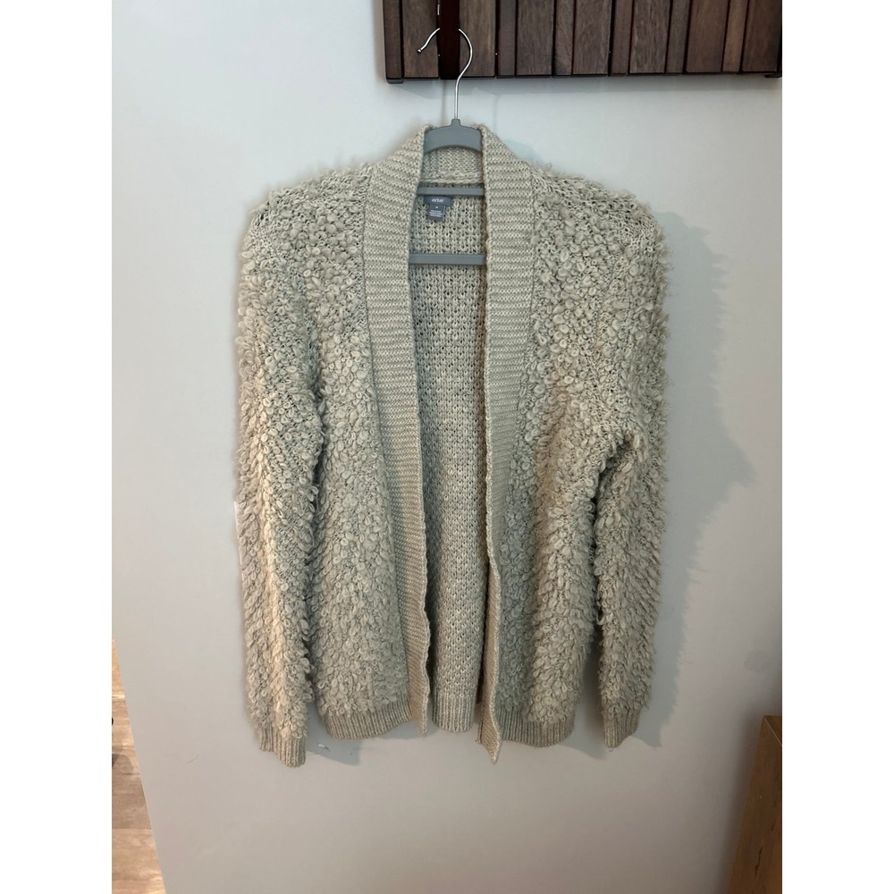 Aerie Open Knit Cardigan cream looped bouclé knit body size M